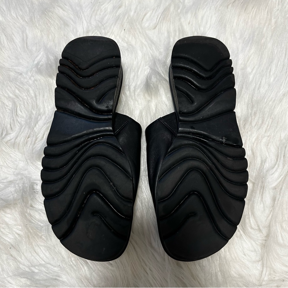 Vintage Cherokee Black Leather Chunky Platform Slip On Sandal Size 8 - Picture 9 of 12